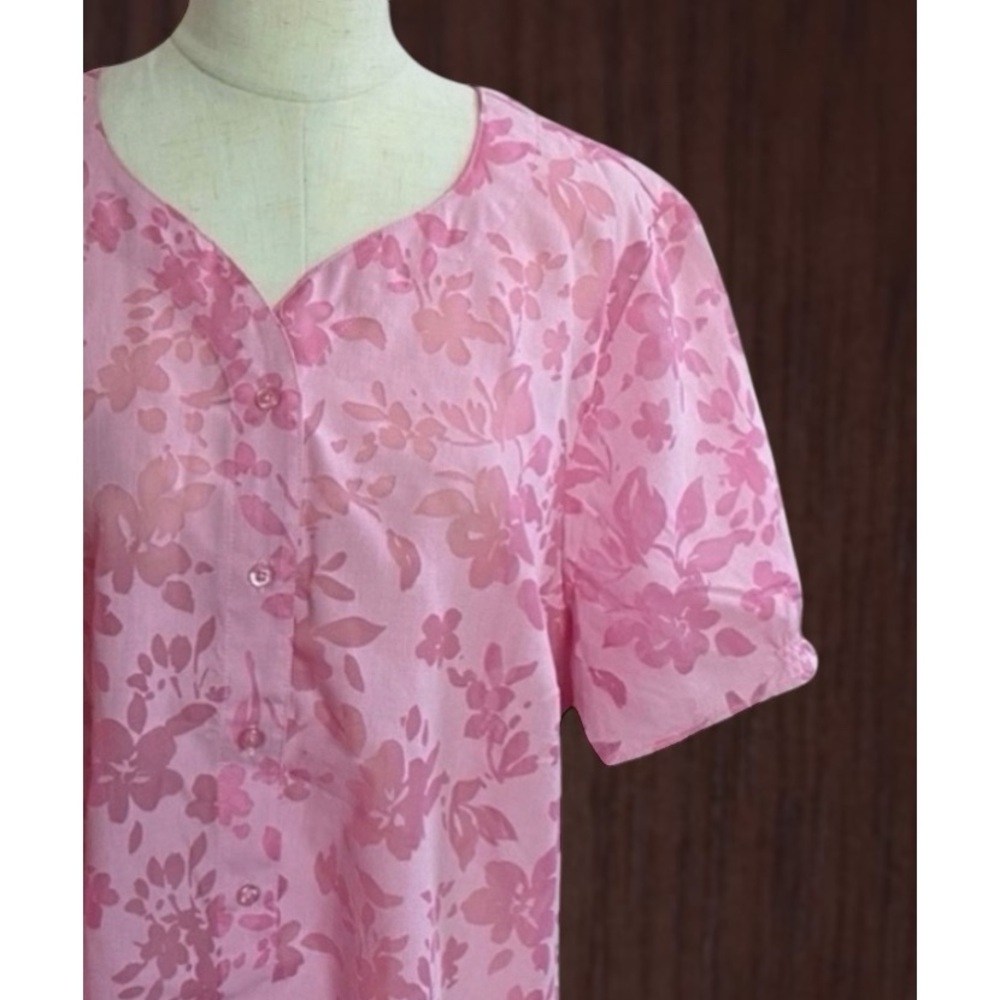 Denim And Company Blouse Pink Sheer Floral Extra Large - Picture 3 of 4